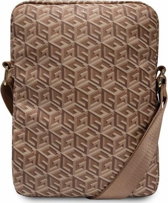 Çantë tablet Guess GCube Stripe 10", lëkurë sintetike, kafe