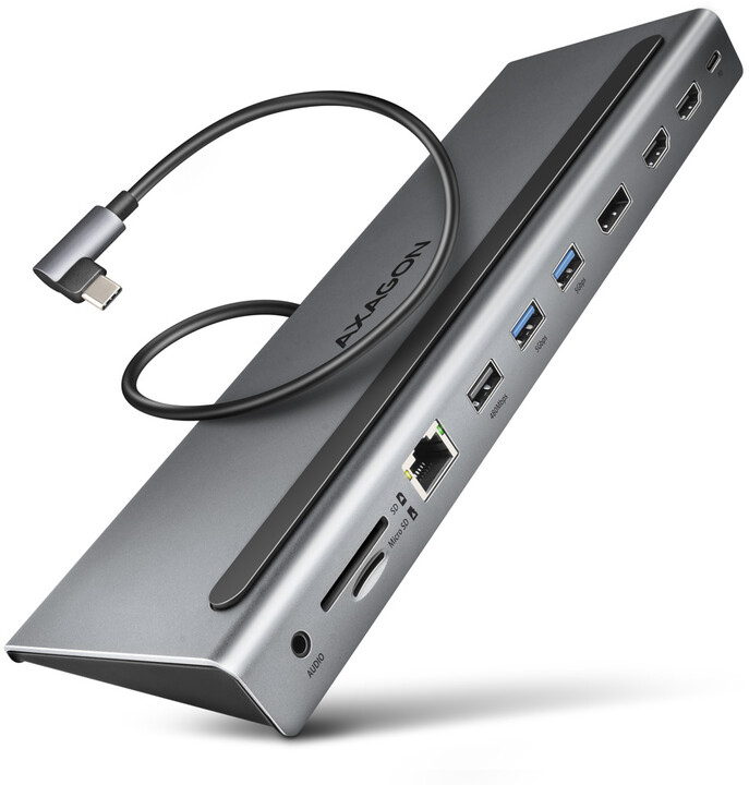 Docking Station AXAGON HMC-4KX3 USB-C 5GBPS TRIPLE 4K DISPLAY 11IN1, 40cm