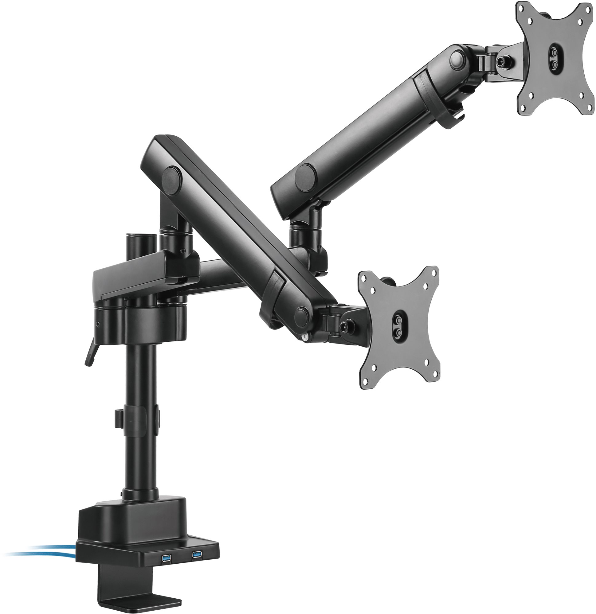 Krah ergonomik për monitor AlzaErgo Arm D85B Essential USB, për 2 monitorë 17-32", VESA 75x75 100x100, i zi