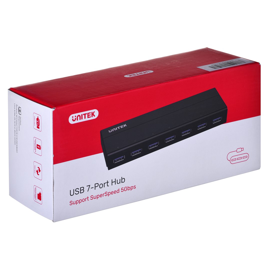 USB Hub Unitek Y-3184, 7x USB-A 3.0, 5 Gb/s, i zi