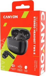 Kufje wireless Canyon TWS-5, Bluetooth, me kuti karikimi, të zeza