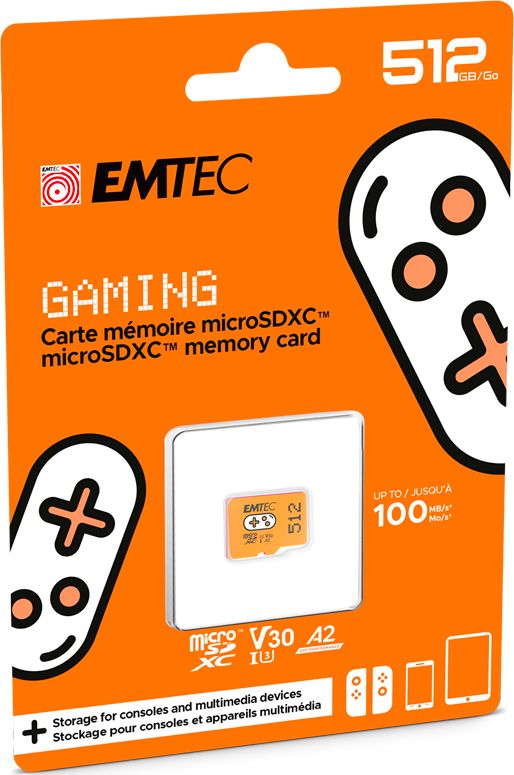 Kartë memorie Emtec ECMSDM512GXCU3G Gaming, microSD 512GB, UHS-I U3 V30, e zezë