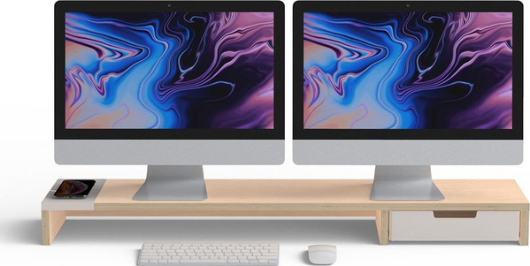 Mbështetëse prej druri për monitor POUT Eyes9, e bardhë