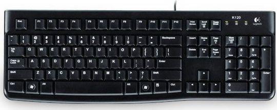 Тастатура Logitech K120, со кабел, DE, Црна