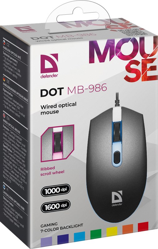 Maus Defender DOT MB-986, Gaming, USB Type-A, i zi