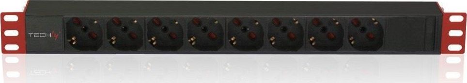 Распределувач на струја за рак Techly I-CASE STRIP-81V2, 8x Schuko, 1U 19\", 2 m, црвено-црн