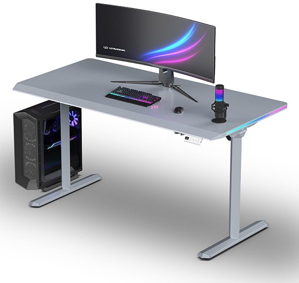 Tavolinë gaming ULTRADESK QUEST, 140x70cm, rregullim 72-120cm, gri