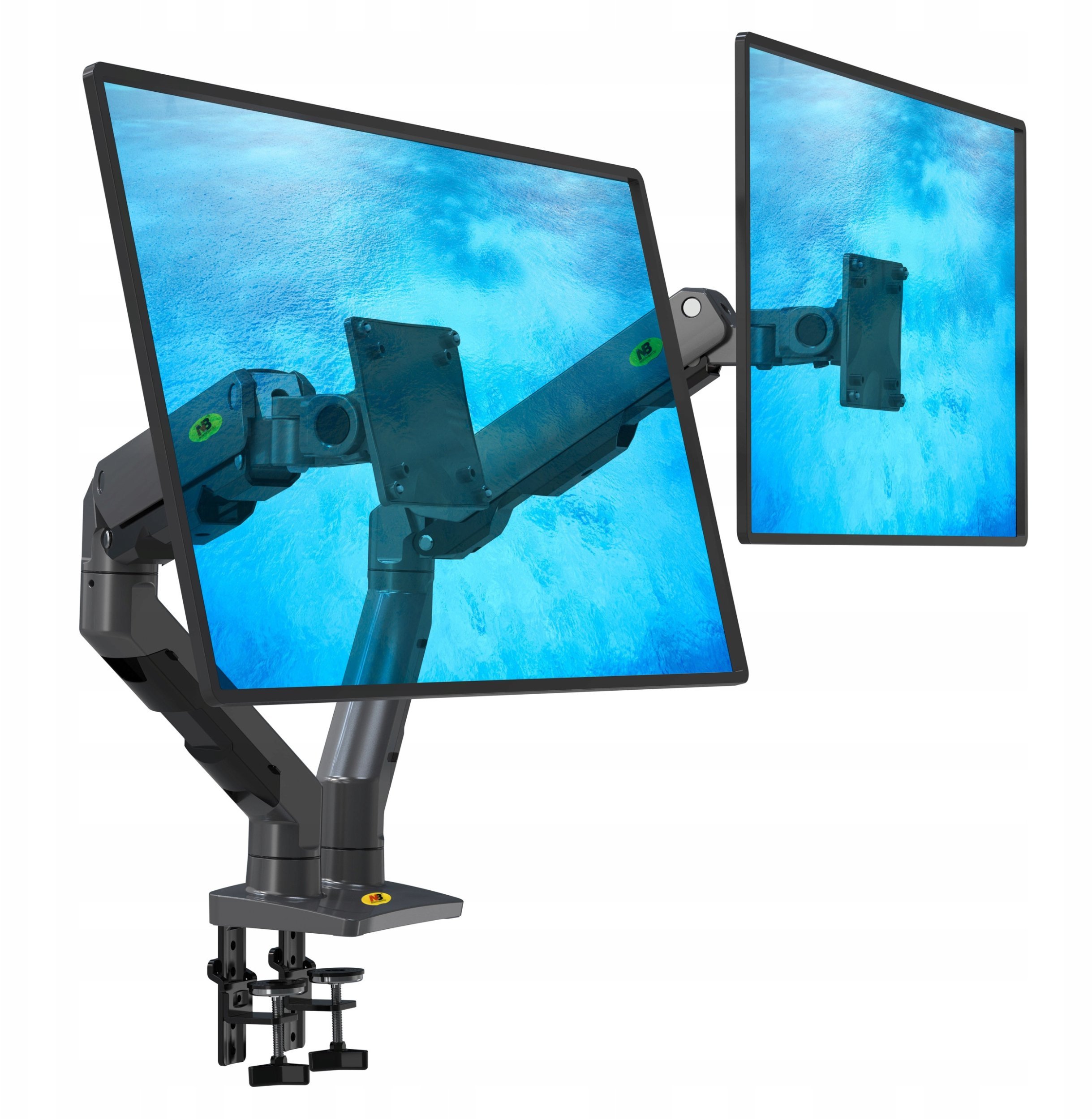 Mbajtëse dyfishe monitorësh NB G65, 27" 34", për monitorë të lakuar, gri gunmetal