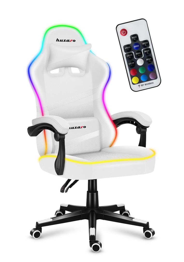 Karrige lojërash Huzaro Force 4.4 RGB, 130kg, e bardhë