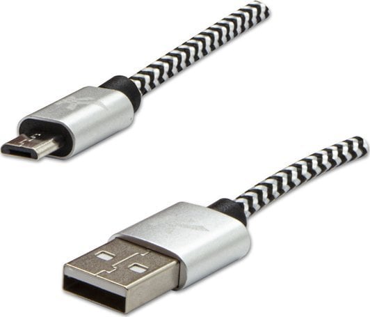Kabllo USB Logo USB A në microUSB, 1 m, 2A, bardh e zi
