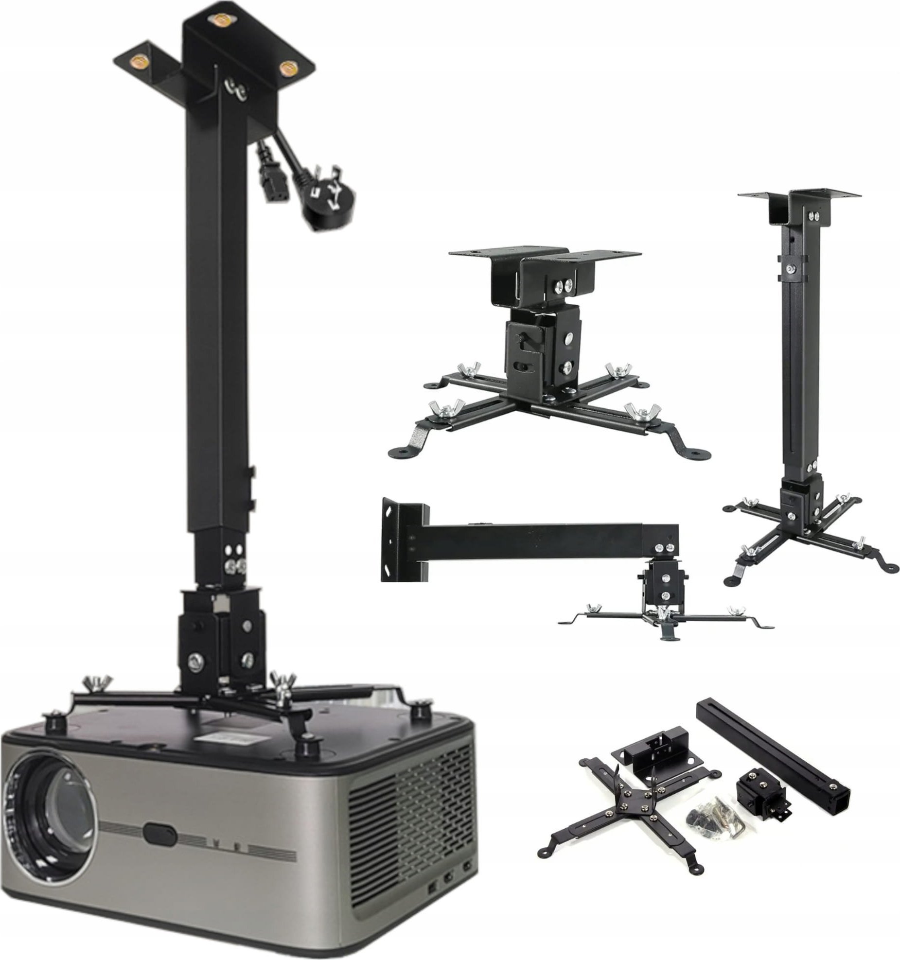 Универзален држач за проектор, монтажа на таван и ѕид, до 25 kg, црн