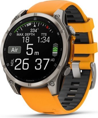 Паметен часовник Garmin Fenix 8 AMOLED Sapphire, 47mm, GPS, портокалов