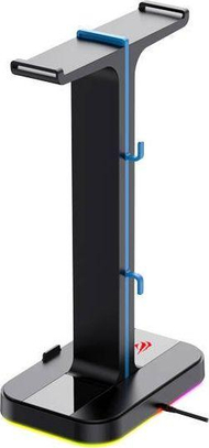 Mbajtëse për kufje Havit, RGB, metali, e zezë