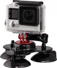 Цврст држач за стакло SJCAM Strong со три чашки за вшмукување, за камера за акција, црн