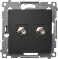 Prizë antene dyfishe Kontakt Simon 54 DASF2.01/49, Double F-type, për instalime individuale, e zezë mat