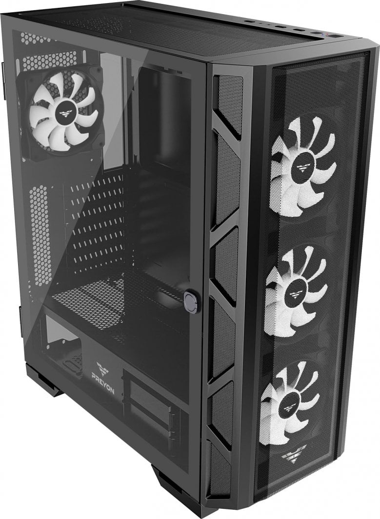 Куќиште за компјутер PREYON Nest Meshy+ (PRENMP04B), црна боја