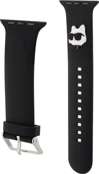 Rrip ore Karl Lagerfeld për Apple Watch, 42/44/45mm dhe Ultra, gome, i zi