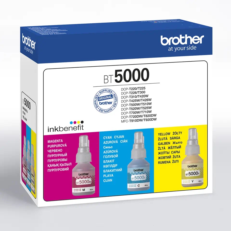 Ngjyrë për printer Brother BT-5000C, 15000 faqe, e kaltër/verdhë/vjollcë