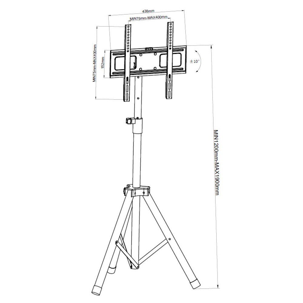 Tripod universal për TV Techly, 17"-60", VESA 400x400, i zi
