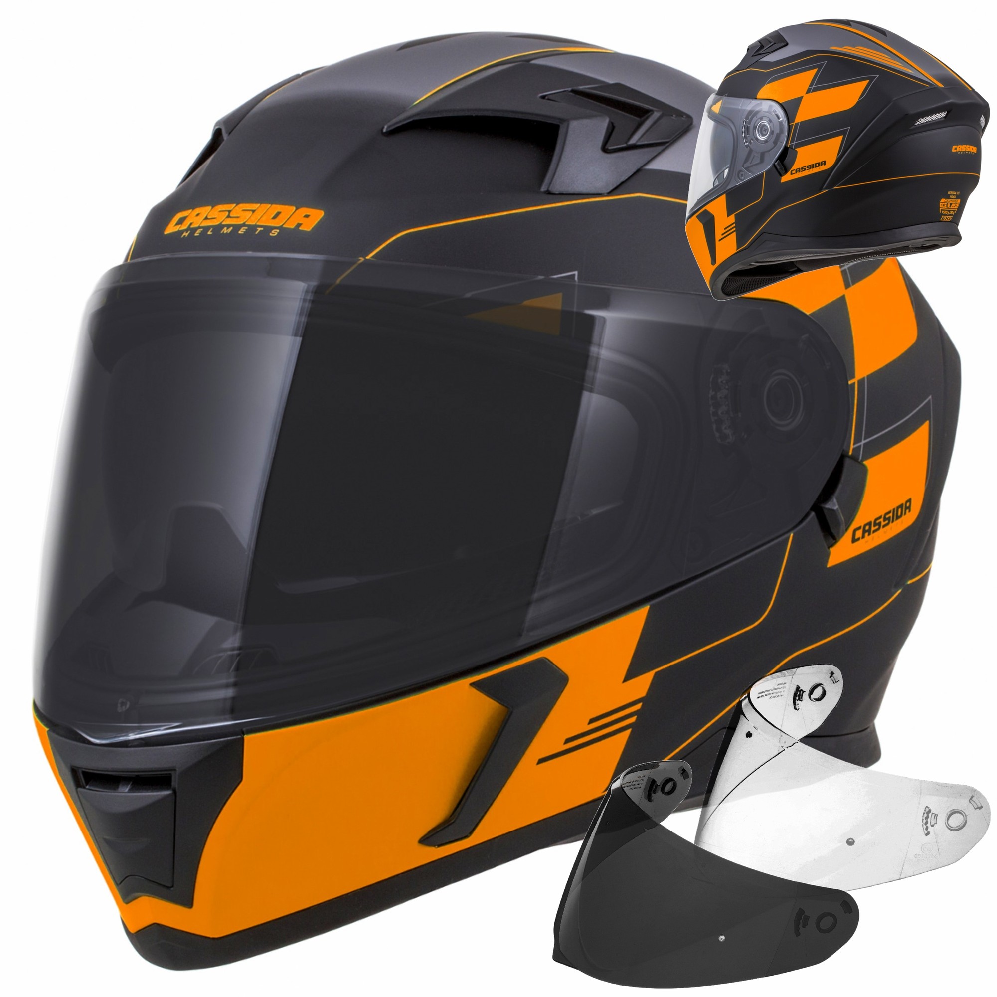 Helmeta moto Cassida 3.0 Rox, vizor i zi, XS, e zezë