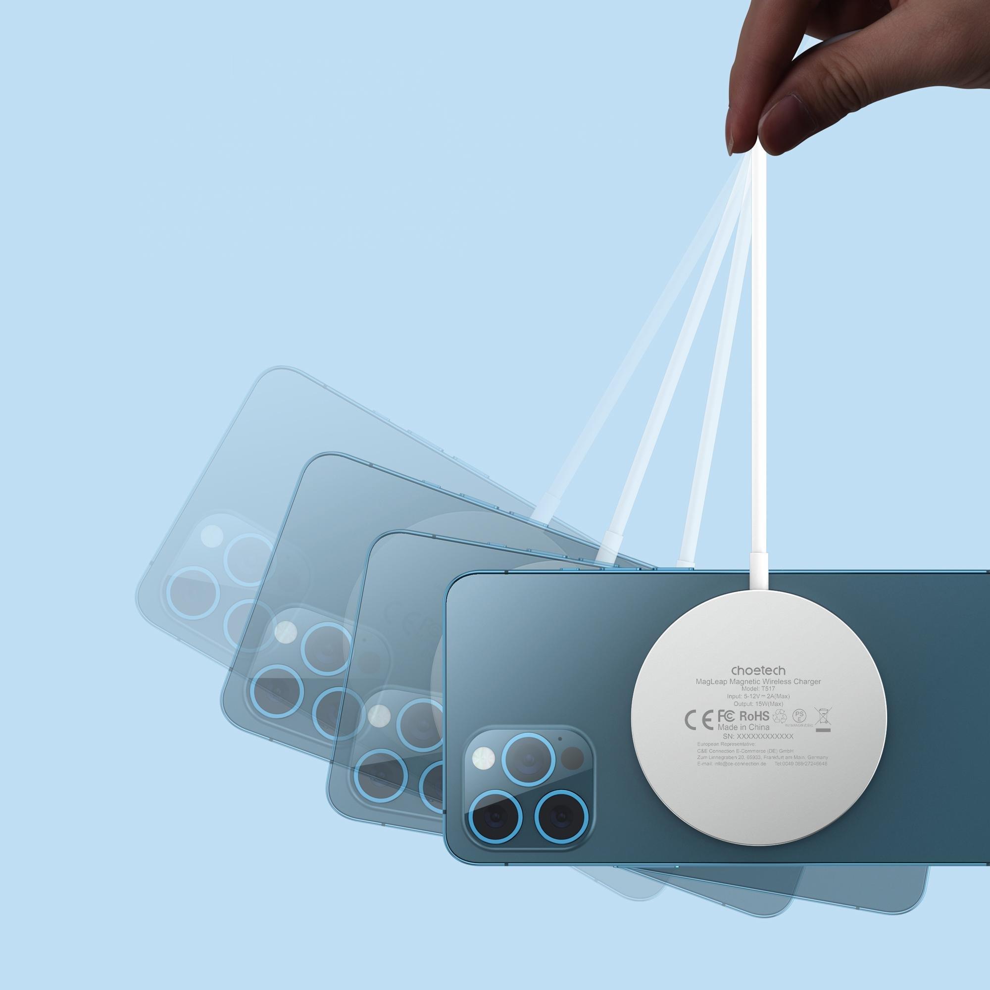 Karikues pa tela magnetik Choetech T517 F, 15W, me kabllo USB C, i zi