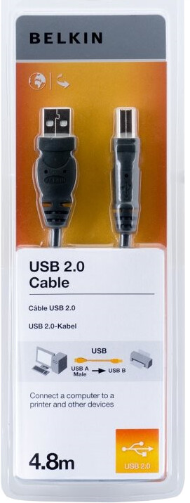 Kabllo Belkin USB 2.0 (A/B), 4.8m, e zezë  