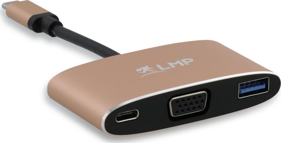 Përshtatës LMP, USB-C - VGA/USB-C/USB, i artë