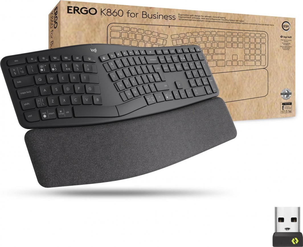 Тастатура Logitech Ergo, wireless, US INTL, црн
