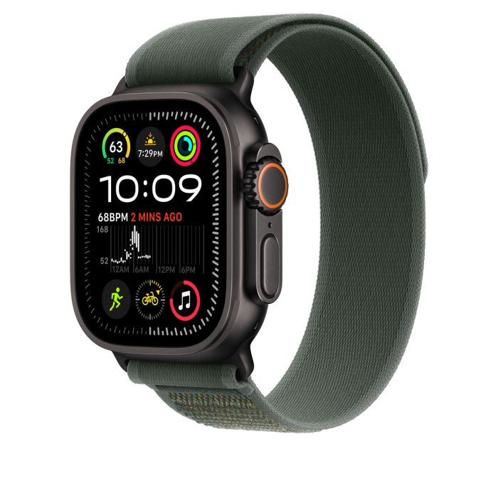 Apple Watch 49mm Loop, Green Trail Loop, Black Titanium Finish, M/L