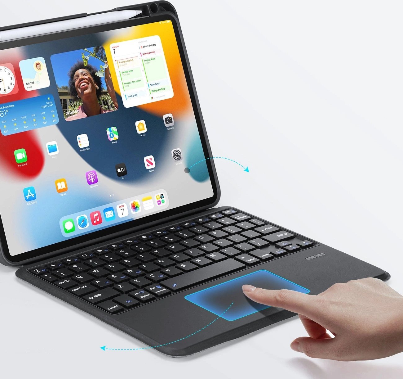 Куќиште со тастатура Dux Ducis DK за iPad 4 5 iPad Pro, Bluetooth, со држач, црно