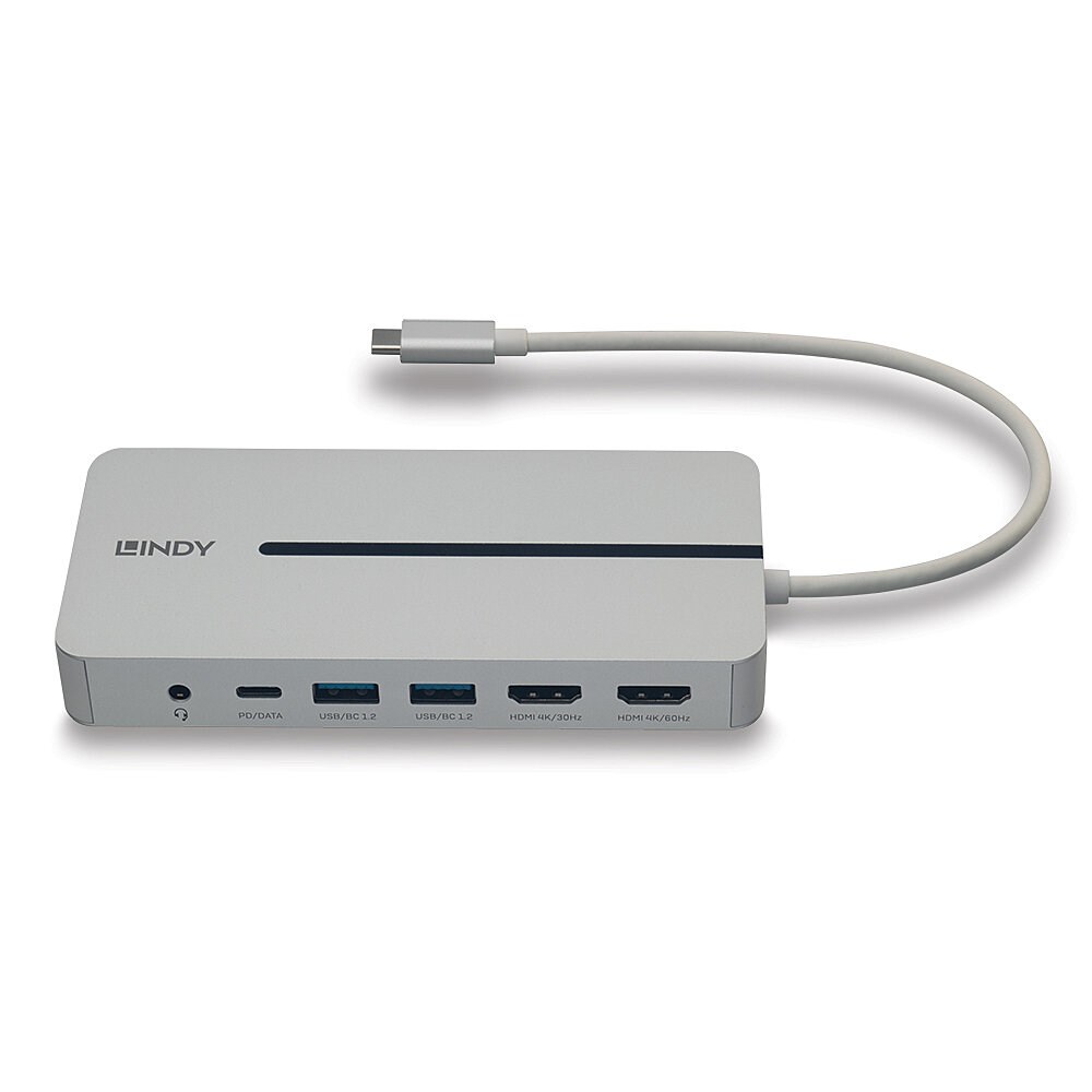 Stacion lidhës Lindy DST-Mx Duo USB-C, 4K, 100W, i argjendtë