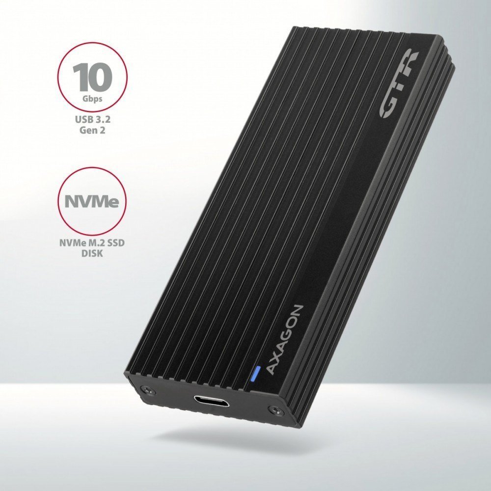 Kuti e jashtme AXAGON EEM2-GTR, për SSD NVMe M.2, USB 3.2 Gen 2, alumini, gri
