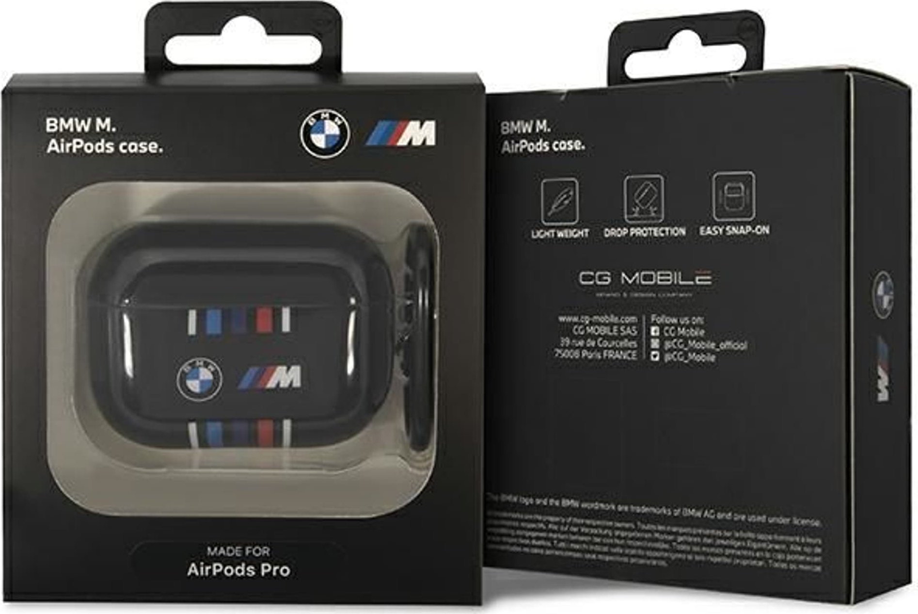 Mbulesë BMW BMAP22SWTK për AirPods Pro, vija shumëngjyrëshe, e zezë