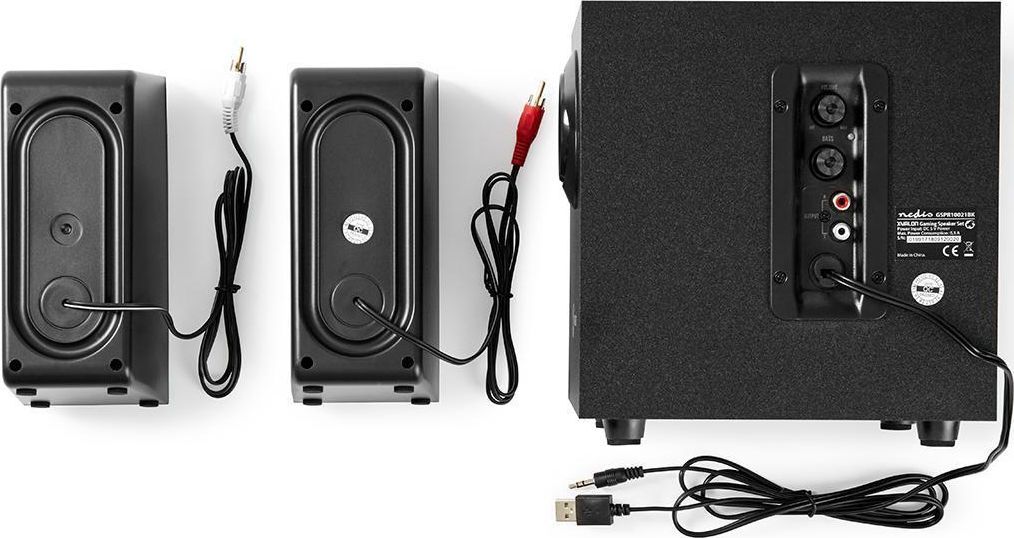 Kutia altoparlantë Nedis GSPR10021BK Gaming 2.1, 33W, 3.5mm USB, e zezë