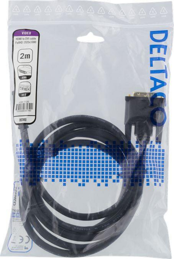 Kabllo Deltaco (HDMI-112D), 2 m, e zezë