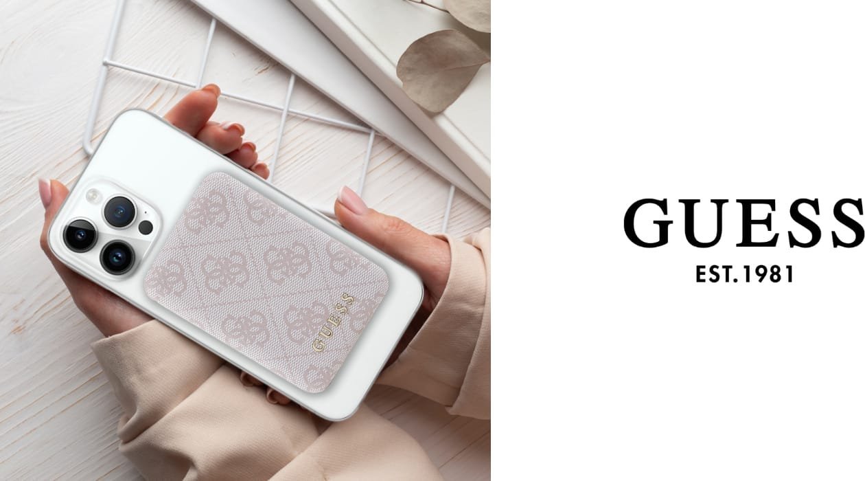 Powerbank wireless Guess 4G Leather, 5000mAh, 15W MagSafe, kafe