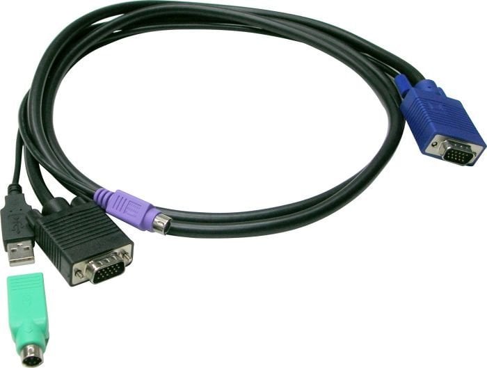 Kabllo KVM LevelOne ACC-3203, USB dhe PS/2, 5m, e zezë