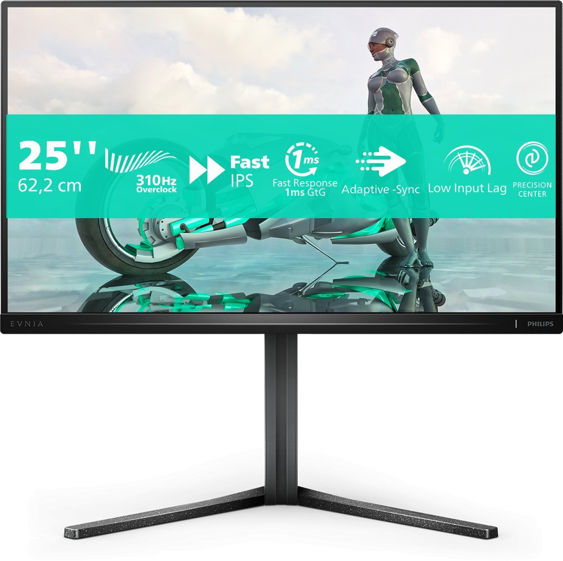 Monitor gaming 24.5", 300Hz, me rregullim lartësie, i zi