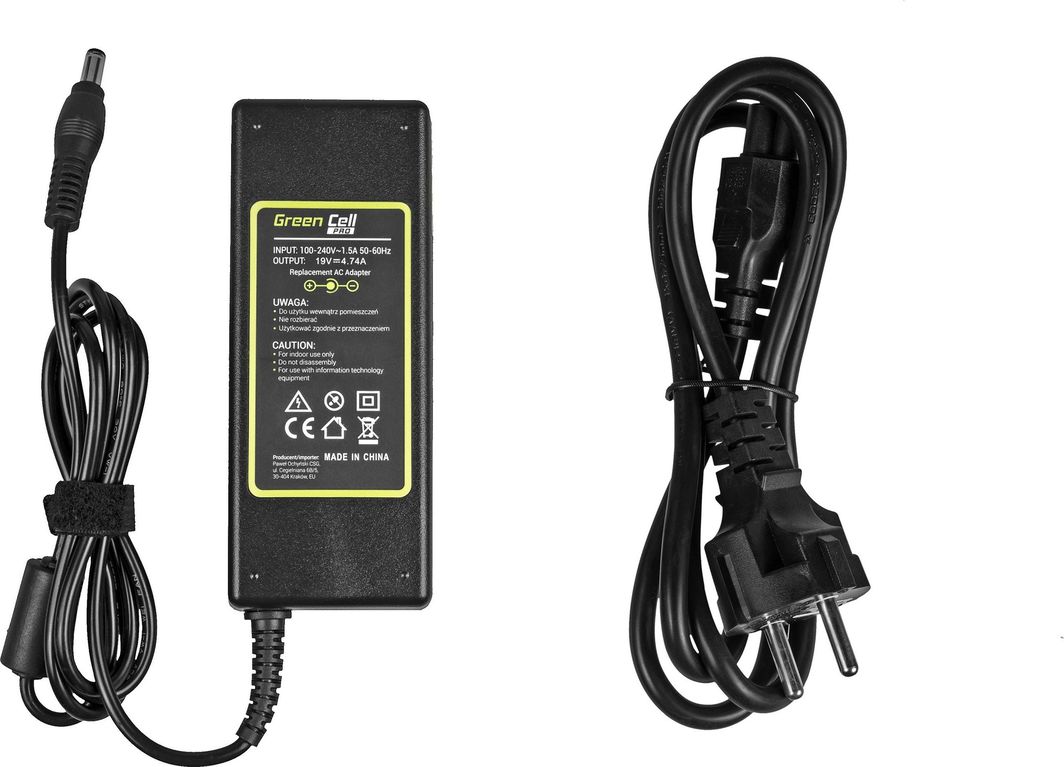 Përshtatës rryme Green Cell Adaptor për laptop Asus K50, K52, X53, X54 Toshiba Satellite A200 A300 19V 4.7A