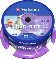 Сет дискови DVD+R DL Verbatim 8.5GB, 8x, 25 парчиња