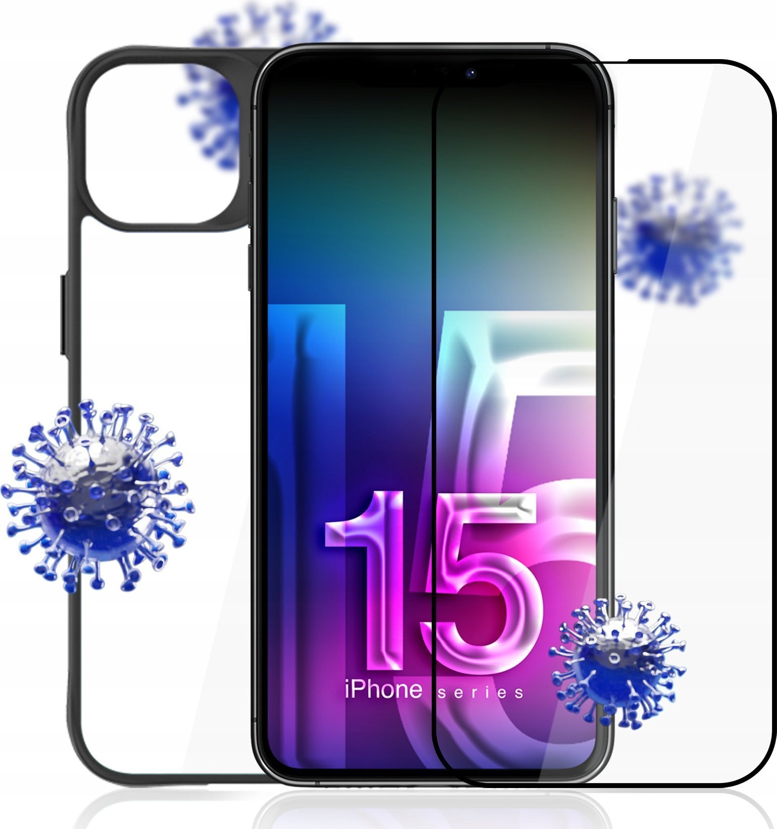 Set mbrojtës 3mk Comfort Set 4 in 1 për Apple iPhone 15 Pro, xham mbrojtës, mbulesë Satin Armor Case+, transparent