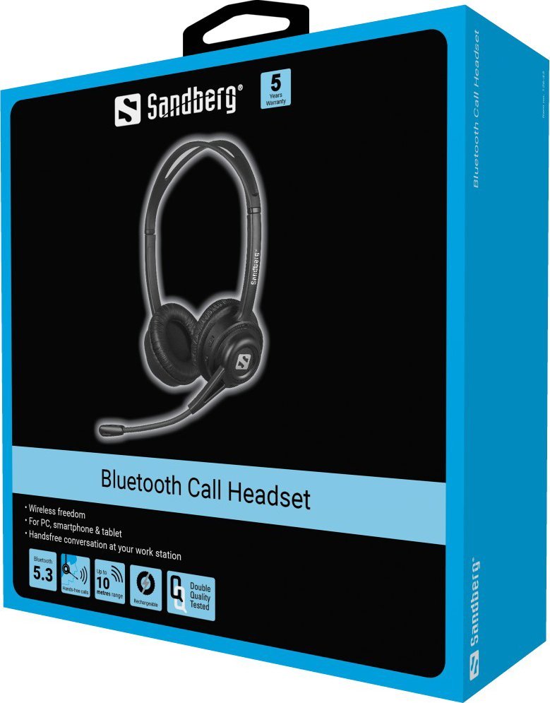 Kufje pa tela Sandberg Wireless Call Headset, Bluetooth, me mikrofon, të zeza