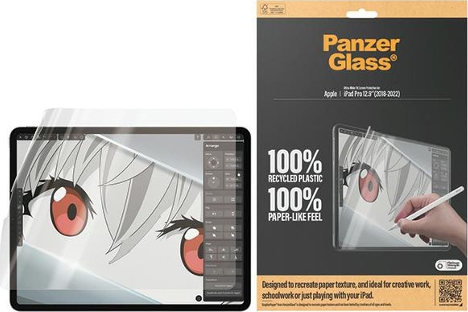 Folie mbrojtëse CARE by PanzerGlass Ultra Wide Fit për iPad Pro 12.9, Graphic Paper, transparente