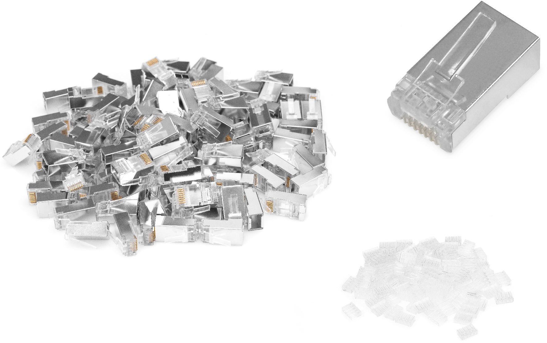 Konektor rrjeti Digitus CAT 6, modular Pass Through, për kabllo rrumbullake, transparent