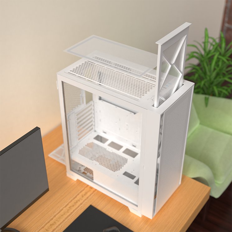 Kabinë PC Montech Air 1000 Lite, mid tower, xham i temperuar, e bardhë