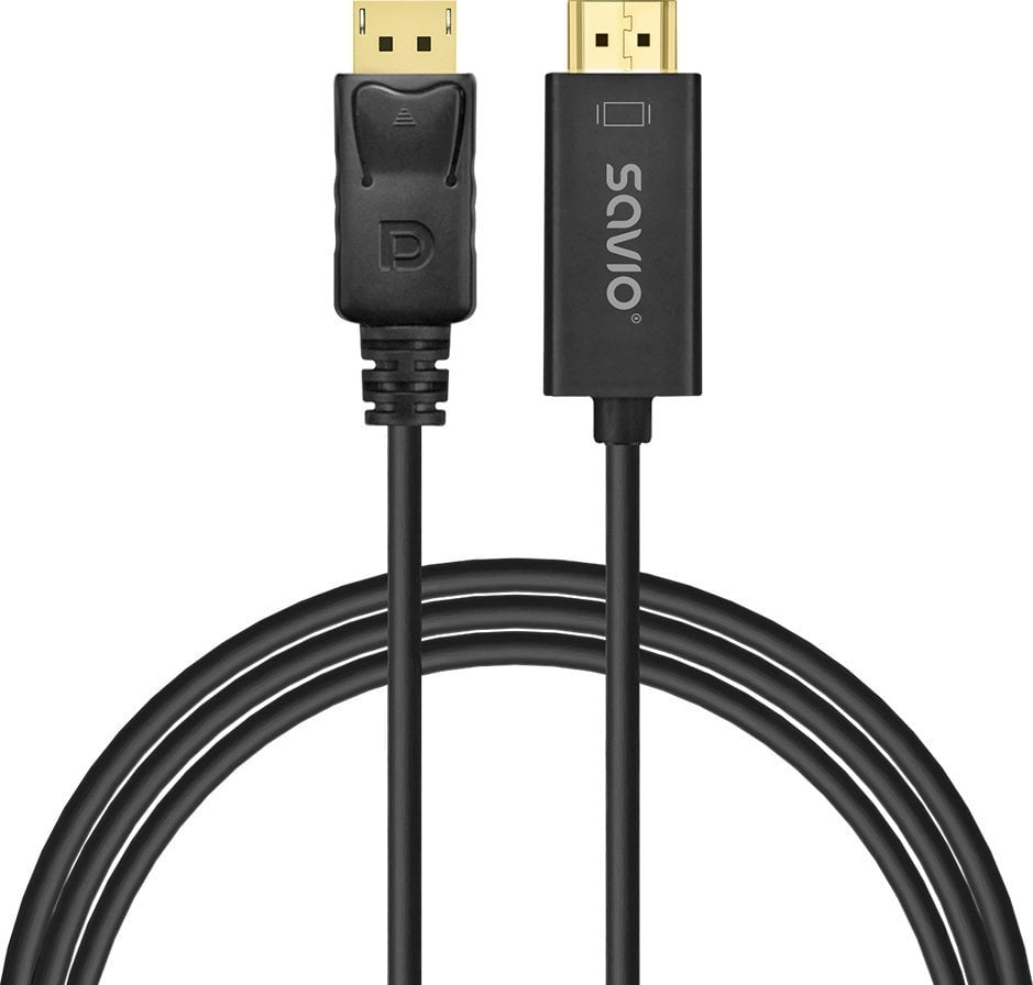 Kabllo DisplayPort në HDMI Savio CL-183, 1.5m, 1080p, e zezë