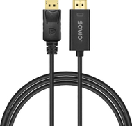 Kabllo DisplayPort në HDMI Savio CL-183, 1.5m, 1080p, e zezë