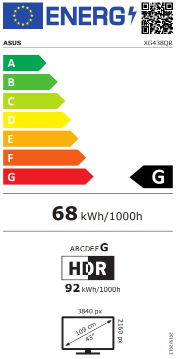 Monitor ASUS ROG XG438QR, 43", VA, 4K UHD, i zi
