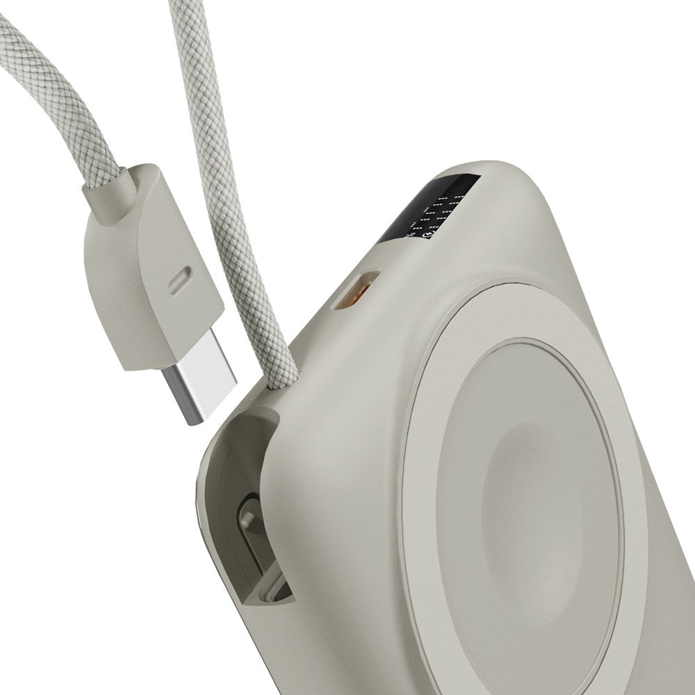 Powerbank Epico UltraPack 22.5W, 10000mAh, MagSafe dhe Qi2, me kabllo USB C tërheqëse, gri