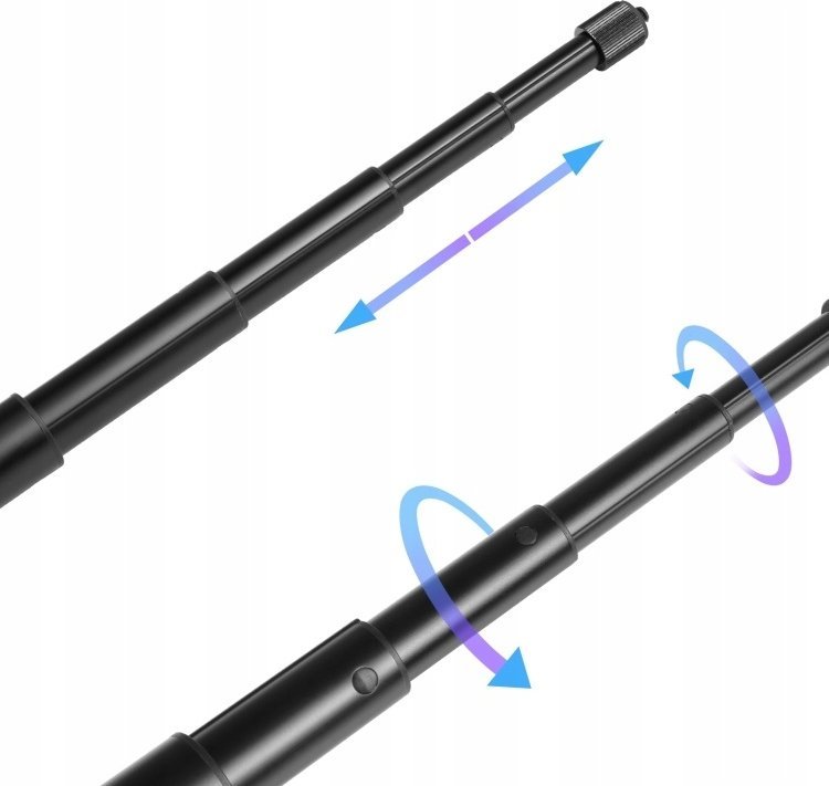 Selfie shtyllë për biçikletë dhe motor Puluz PU495B, 150cm, me kapëse, e zezë